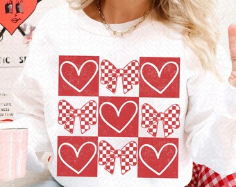 Retro Checkered Valentine&#39;s Svg, Coquette Valentines Svg, Retro Valentine&#39;s Day Svg, Love Svg, Valentines Love Png, Valentine&#39;s Bow png