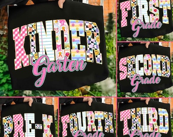 Retro terug naar school png, geruite bundel, shirt eerste dag png, kleuterschool tot derde klas png, schoolmeisje png, schoolbundel png