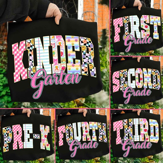 Retro Back to School PNG, Checkered Bundle, First Day Shirt PNG, Pre-K to Third Grade Png, School Girl PNG, School Bundle png designs