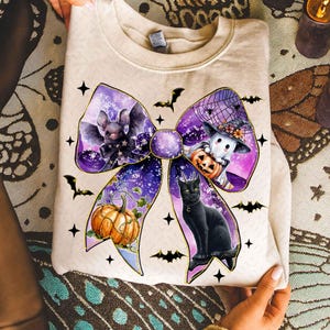 Girly Halloween Bow Png, Coquette Halloween Png, Cute Ghost Shirt Design, Spooky Season Sublimation, Glitter Pumpkin Png, Bat, Black Cat