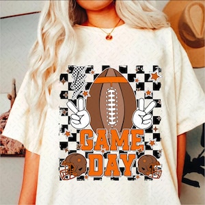 Game Day Football PNG, Retro Football PNG, Football Mom Png, Black Orange, Touchdown Season Png, Lightning Bolt, Retro Checkered, Fall PNG
