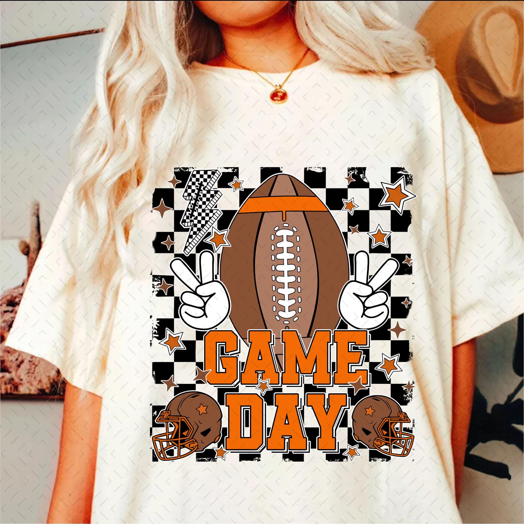 Game Day Football PNG, Retro Football PNG, Football Mom Png, Black Orange, Touchdown Season Png, Lightning Bolt, Retro Checkered, Fall PNG