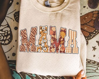 Fall Mama Shirt PNG, Pumpkin Patch Mama png, Autumn Mama Sublimation, Thanksgiving Fall Mama PNG, Brown Plaid Mama Shirt, Cozy Fall PNG