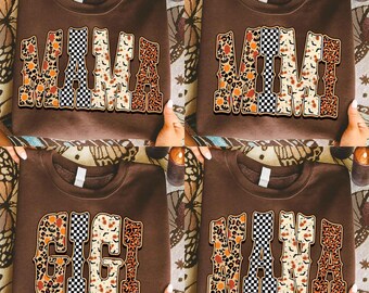 Retro Mama Pumpkin Leopard Bundle PNG, Fall Halloween Sublimation Design, Checkered Nana Mimi Gigi PNG, Pumpkin Cherries Trendy Autumn Png