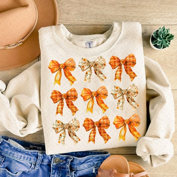 Retro Fall Pumpkin Bow Png, Fall Coquette Bow PNG, Fall Shirt Png, Autumn Pumpkin Png, Autumn Sublimation Design Fall PNG Fall Autumn Shirt