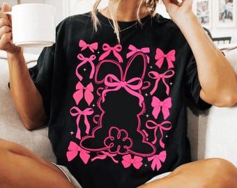 Pink Easter Coquette Bunny PNG, Easter Png, Happy Easter Png, Easter Bunny Png, Easter Coquette Png, Floral Spring Png, Easter Shirt Png