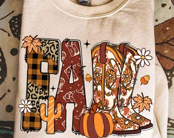 Cowboy Checkered Fall Png, Fall Pumpkin Png, Howdy PNG, Fall Png, Autumn Shirt Design, cowboy boots cow, Western Halloween Ghost Sublimation