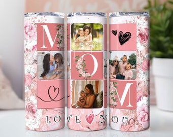 Mom Photo Tumbler PNG File for Sublimation. Mom Tumbler Photo Grid, Tumbler Wrap 20 oz Skinny Tumbler PNG File Instant Download File Digital