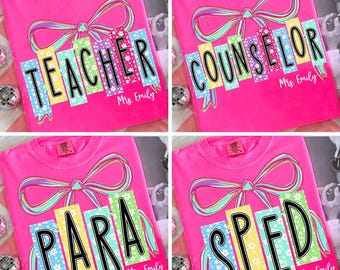 School Occupation PNG Bundle, Back to School Teacher Sped Para Librarian, Preppy First Day of School Daisy Floral Girly Png, Hand Drawn