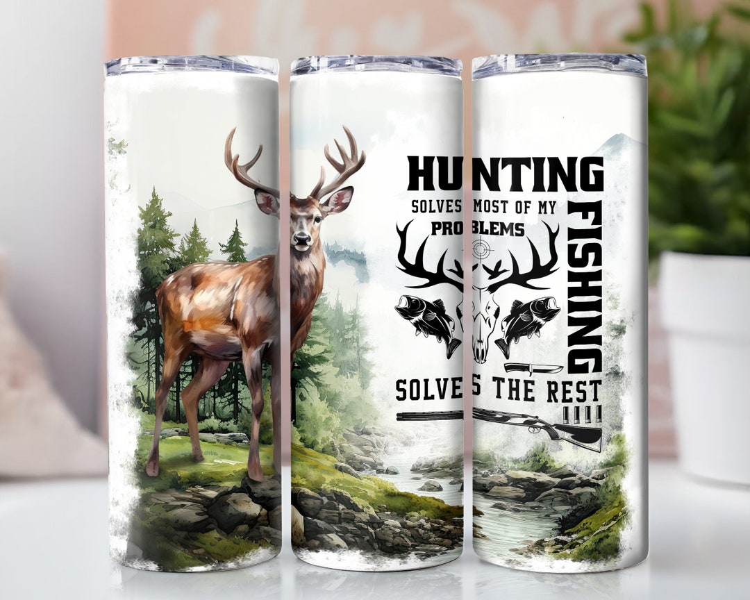 Hunting Fishing 20oz Skinny Tumbler Sublimation Design Digital Download ...