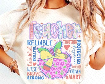 Teacher Png, Teacher Mom Png, Christian Teacher Png, Bible Verses Png, Pink Teacher Png,Jesus Png, Teacher Floral Mother’s Day Gift,Coquette