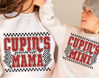Mama Mini Valentines png, Valentines Sublimation Design, Valentine’s Day Checkred Coquette bow png, Match mama mini Valentines day png