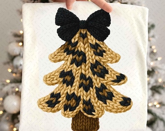 Leopard Christmas Tree Png, Faux Yarn, Embroidery Png, Winter Sublimation, Holiday Png, Holly Jolly Png, Trendy Xmas, Merry Christmas Png
