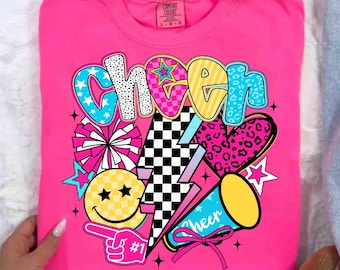 Porristas (Png), Camiseta de sublimación para mamá animadora, Animadora coqueta (Png), Pompón con lazo de cuadros colorido (Png), Temporada de porristas (Png), Espíritu de equipo (Png)