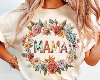 Namaakborduurwerk Mama png, namaakborduurwerk bloemen Mama png, Moederdag png, moeder namaakborduurwerk png, mama-sublimatieontwerp