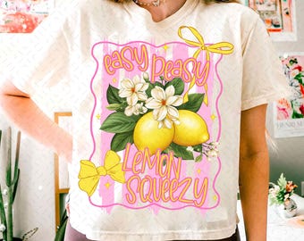 Coquette Summer PNG Citroen PNG Girly zomershirtontwerp Easy Peasy png Citroenshirtontwerp, retro fancy citroen T-shirt PNG digitale download
