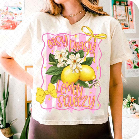Coquette Summer PNG Lemon PNG Girly Summer Shirt Design Easy Peasy png Lemon Shirt Design, Retro Fancy Lemon T-shirt PNG Digital Download