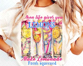 Coquette When Life Gives You Lemons png-sublimatieontwerp, T-shirt grappige limonade png, retro fancy citroensweater digitale download