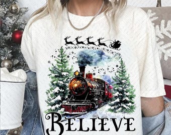 Believe North Pole Train Png, Christmas Train To North Pole, Christmas Design Gift For Her Christmas Sublimation Design Png Download Digital
