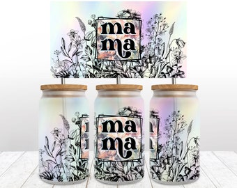 Mama Glass Can Wrap, 16oz Glass Can Sublimation Designs, Mama Designs, Libbey Glass Wrap, Libby Glass Wrap, Mom Glass Can Png DIGITAL ONLY