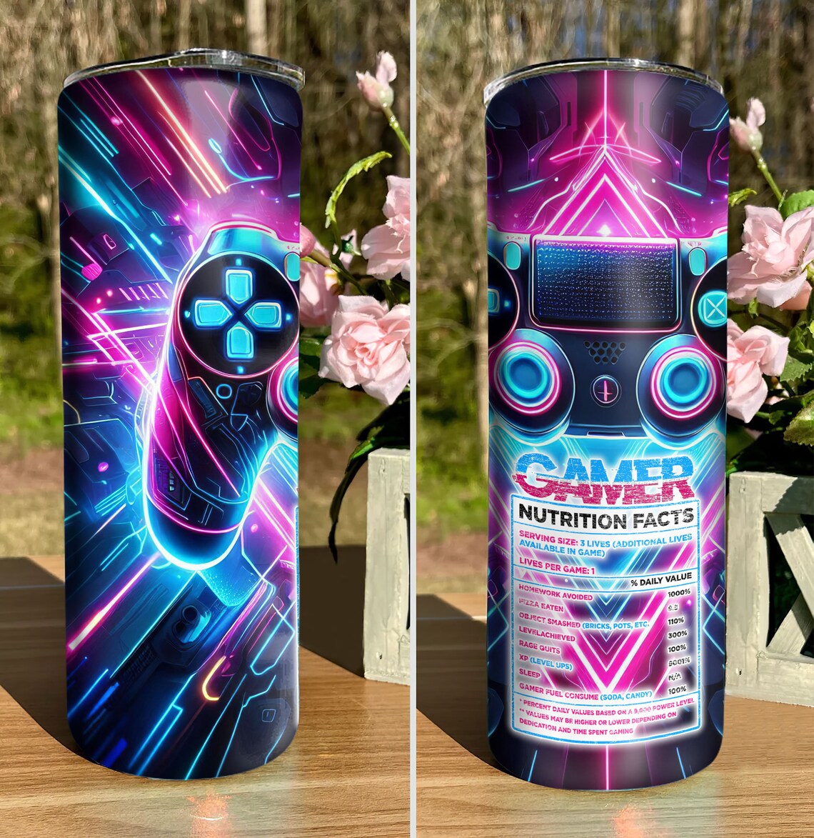 Gaming Tumbler Wrap 20 Oz Gamer Controller Decal PNG for Sublimation ...