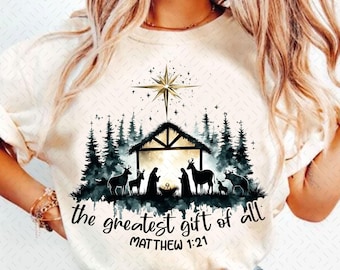 Christian Christmas Png, Religious Christmas, Jesus Christmas Png, Nativity Scene Png, Boho Jesus Png, The Greatest Gift of All Png