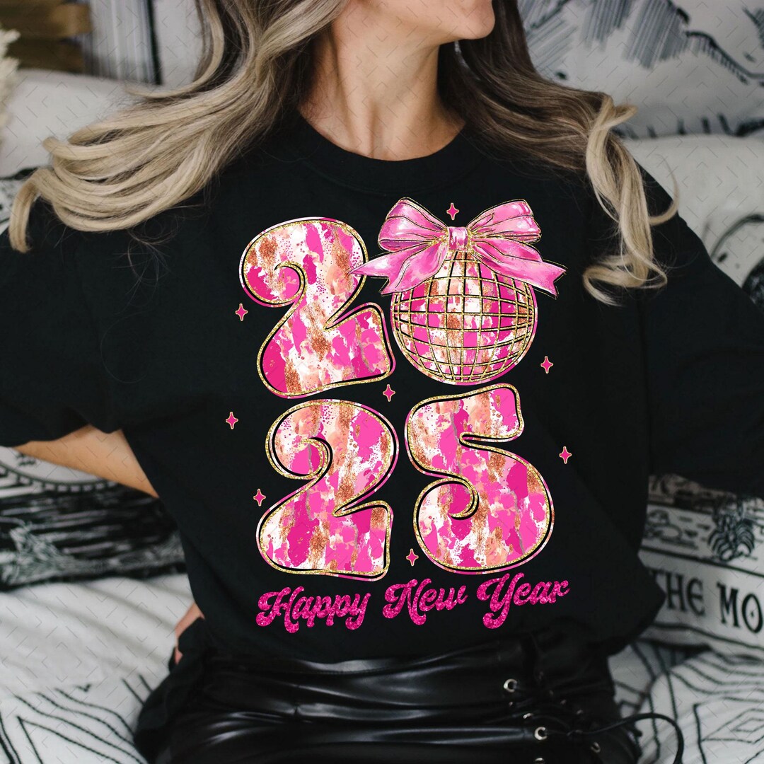 Happy New Year 2025 Png, Glitter Retro New Year PNG, Disco Ball Png ...