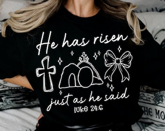 He Has Risen Png, Luke 24:6 Png, Easter Christian Png, Easter Bible Verse Png, Easter Coquette Png, Easter Png, Retro Easter Day Png