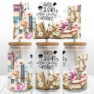 Books Libbey Glass Wrap, 16 Oz Glass Can Wrap PNG, Book Lover Glass Tumbler Wrap, Book Nerd Glass Can Sublimation Wrap Design Download