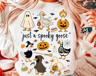 Just A Spooky Goose Doodles PNG, Doodle Art Design, Halloween, Transparent Background, Preppy Halloween, Cute Halloween png Digital Download