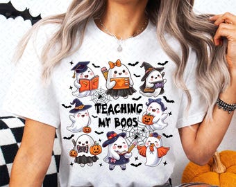 Teaching my boos png,Halloween teacher png,coquette pencil png,ghost teacher png,halloween png,cute ghost png,teacher png,gift for teacher