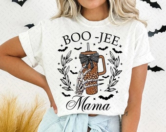Halloween Boo Jee Mama png, bougie png, cadeau voor haar, Halloween-schedelskelet, Halloween-coquettestrik png, Halloween-moeder png-ontwerp