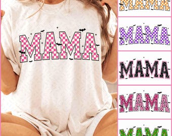 Retro Mama Halloween Png svg, Halloween Mama, Varsity Png, Mom Life Png, Trendy Png, Retro Png, Checkered Png, Sublimation T Shirt Design