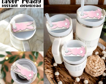 Lapin de Pâques Stanley plaque signalétique SVG, fichier numérique, printemps, lapin, Glowforge, découpeur laser, téléchargement numérique, fichier SVG laser Stanley Topper
