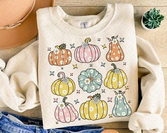 Retro Pumpkin PNG, Retro Fall png, Pumpkin Season png, Pumpkins & Daisies png, Fall Coquette png, Trendy Fall png