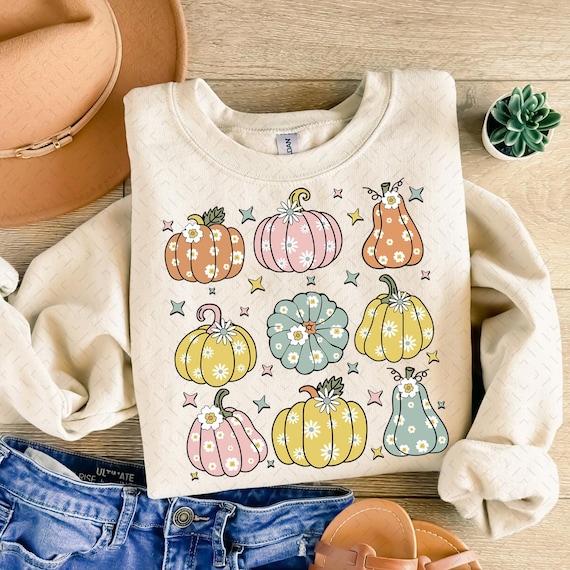 Retro Pumpkin PNG, Retro Fall png, Pumpkin Season png, Pumpkins & Daisies png, Fall Coquette png, Trendy Fall png