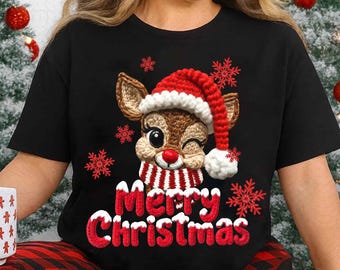 Merry Christmas Png, Reindeer Png, Latch Hook Yarn Png, Christmas Crochet Png, Faux Yarn Reindeer Png, Christmas Design, Christmas Yarn Png