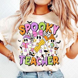 Spooky Teacher Png, Halloween Teacher Ghost Png, Fall Teacher Shirt Design, Trick or Teach Png, Coquette Spooky Season Png, Cute Ghost Png