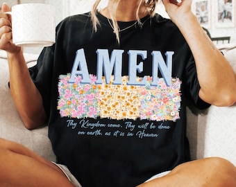 Amen Flowers png, floral amen png, retro easter png, easter christian png, floral spring png, bible verses png, vintage flower png