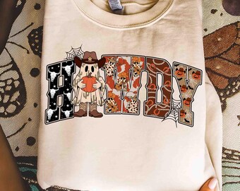 Howdy Ghost PNG, Western Halloween Sublimation, Cowboy Fall Shirt Design, Retro Spooky Season Png, Rustic Autumn Pumpkin PNG