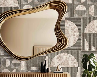 Modern Taupe Geometric Wallpaper Mural Removable Peel and Stick for Home