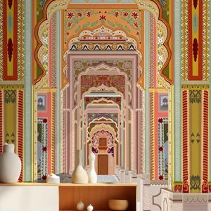 Patrika Gate Indian Ethnic Arch Wallpaper for Indian Elegance
