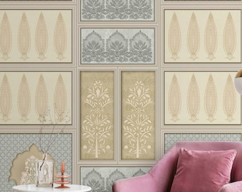 Rich Indian Luxury Peel & Stick Wallpaper: Indian Heritage Motif, Custom Size