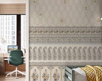 Indian Ethnic Geometric Floral Wallpaper Vintage Indian Pattern Decor for Room and Accent Walls