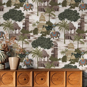 Exotic Indian Palace and Elephant Wallpaper for Home Bedroom Hall Kitchen