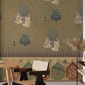 Indian Royal Miniature Art Peel-and-Stick Wallpaper for Instant Indian Elegance