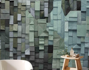 Geometric Wallpaper: 3D Abstract Architectural Pattern, Commercial Grade