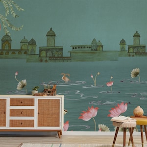 Indisches Design Fort im Lotussee Wandbild