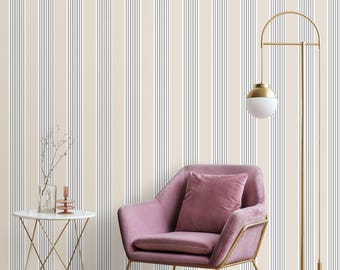 Striped Wallpaper: Neutral Vertical Lines, Peel and Stick