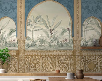 Indian Palace Arch Peel & Stick Wallpaper: Botanical Accent Decor Removable